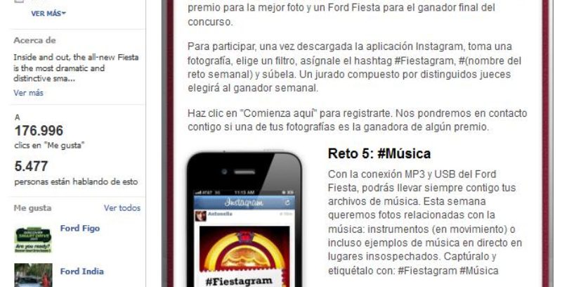 Ford apuesta por lo concursos en Instagram integrados con Facebook