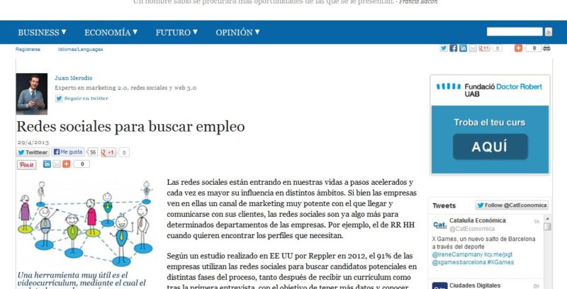 Artículo: «Redes sociales para Buscar Empleo»