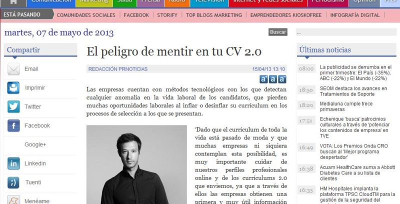 Artículo: "El Peligro de Mentir en tu CV 2.0"