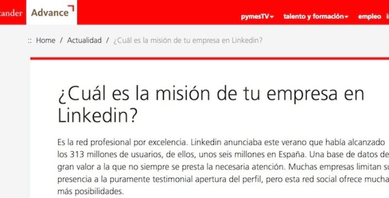 Artículo: "¿Cuál es la misión de tu empresa en Linkedin?"