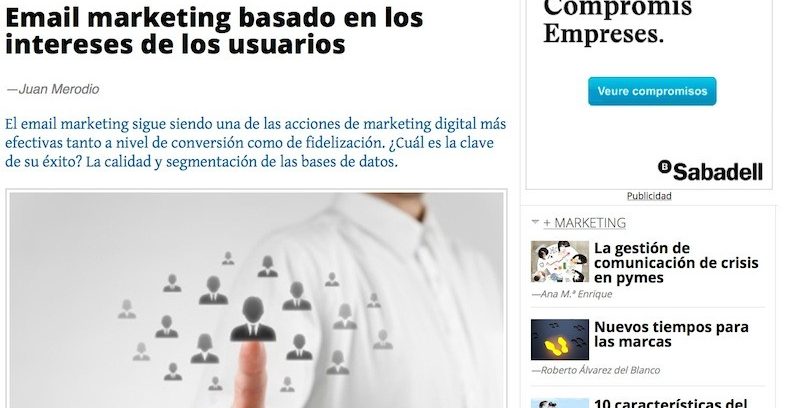 Artículo: "Email marketing basado en los intereses de los usuarios"